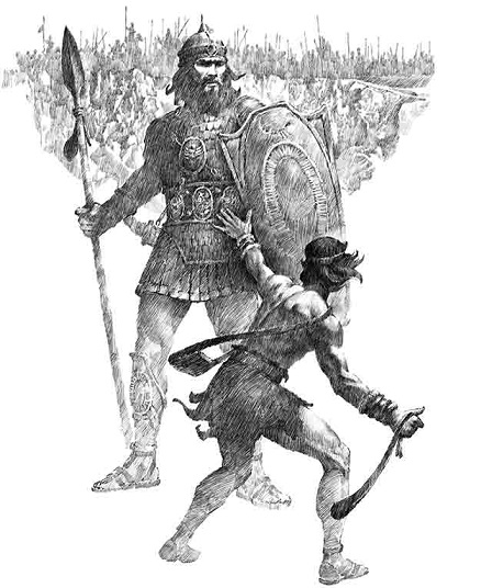 La bataille entre David et Goliath