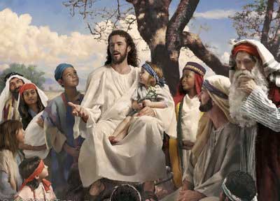 Un portrait de Jésus-Christ avec des enfants
