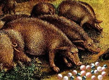Des pourceaux, des cochons à qui quelqu’un a donné des perles