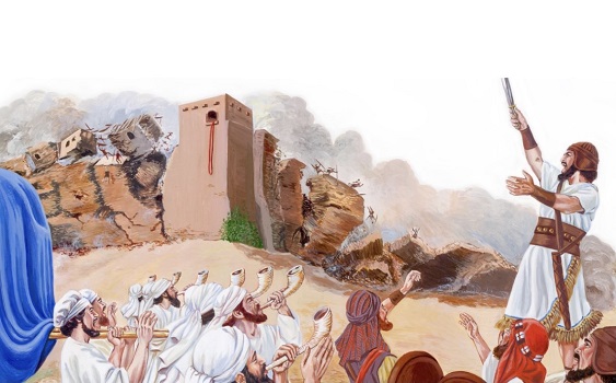 la chute des murailles de Jéricho et la maison de Rahab épargnée