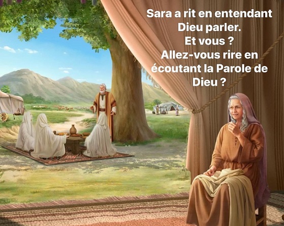Sara rit sous sa tente en entendant Dieu parler à Abraham