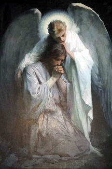 un ange réconforté Jesus