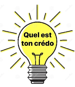 une ampoule allumée avec le texte quel est ton crédo