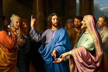 Jésus entouré de religieux dubitatifs