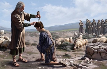 le prophète oignant David