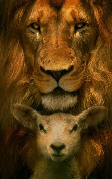 un lion et un agneau