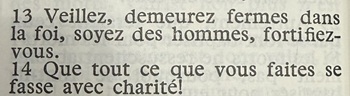 Texte de 1 Cor 16/13 adressé aux hommes aussi bien qu’aux femmes